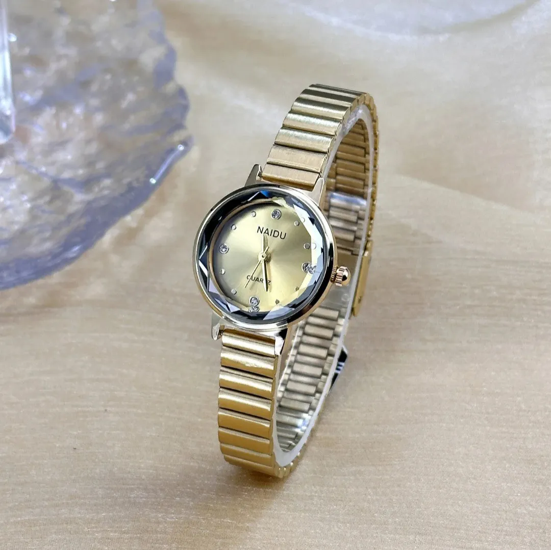 Reloj Naidu Original Acero Análogo Redondo Dorado Fondo Dorado 2