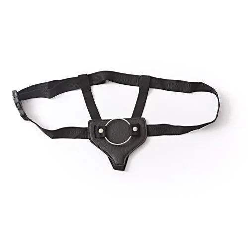 Arnes Con Aro 5Cm Eco Cuero Negro -Correa Regulable