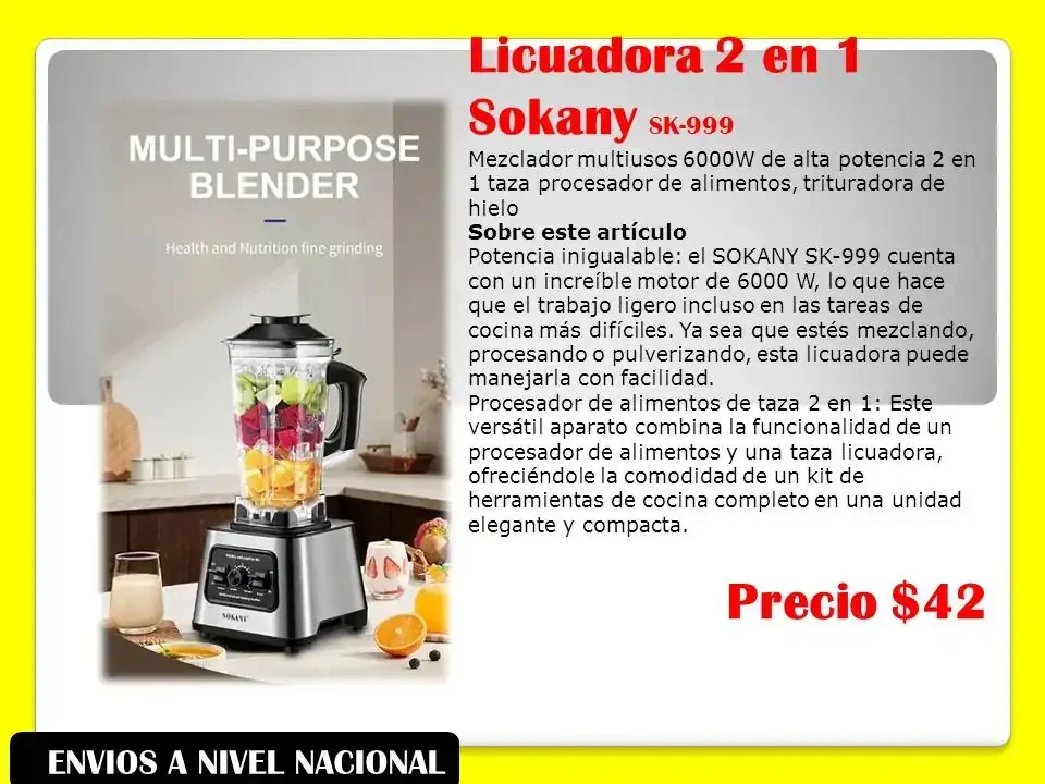 Licuadora sokany con molino incluido 