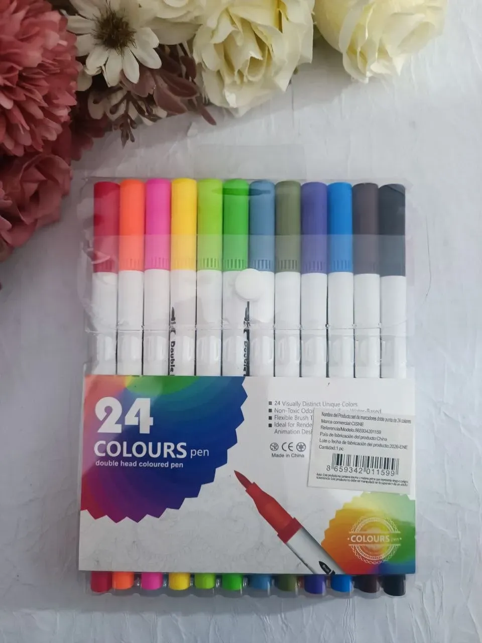 Marcadores Base Agua. Doble punta. 24 colores