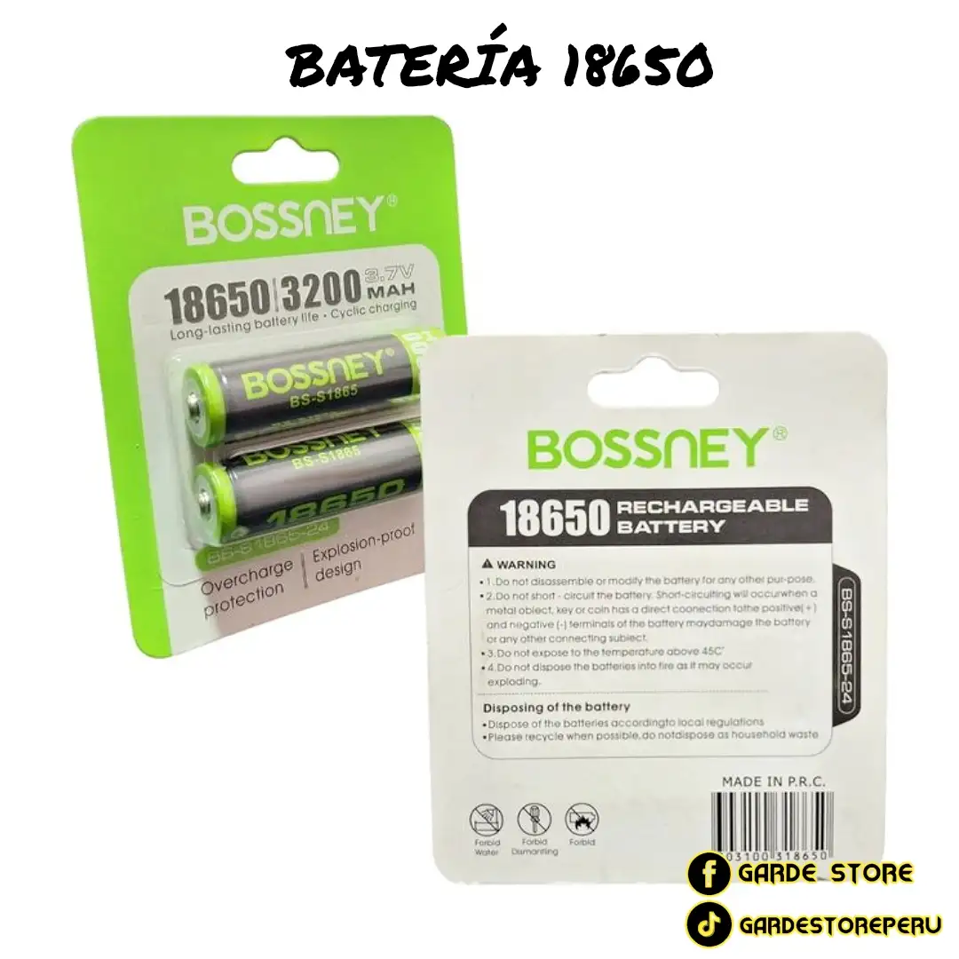 BATERÍA BOSSNEY 18650  3.7v 2