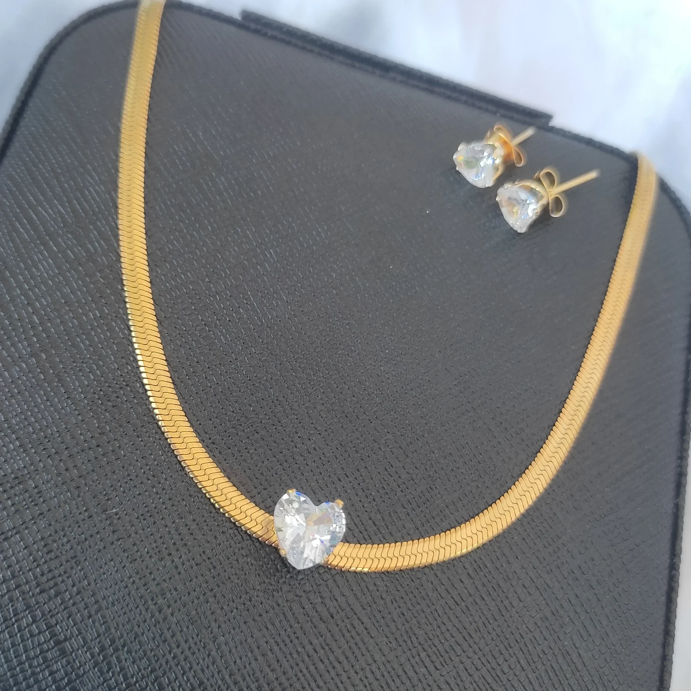 SET TOPOS + CADENA SNAKE LOVE BRILLANTE 2