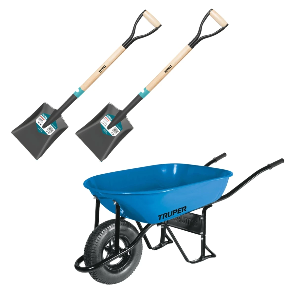 11752-THTHW0102-THTHW0102 Carretilla 5.5 truper + 2 palas cuadrada total