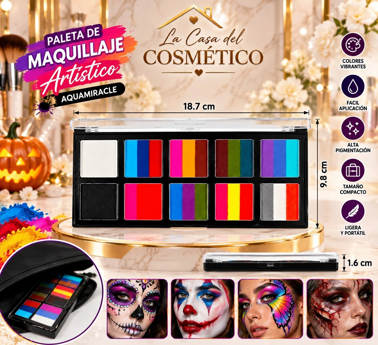 lumera paleta de maquillaje artistico aquamiracle multicolor