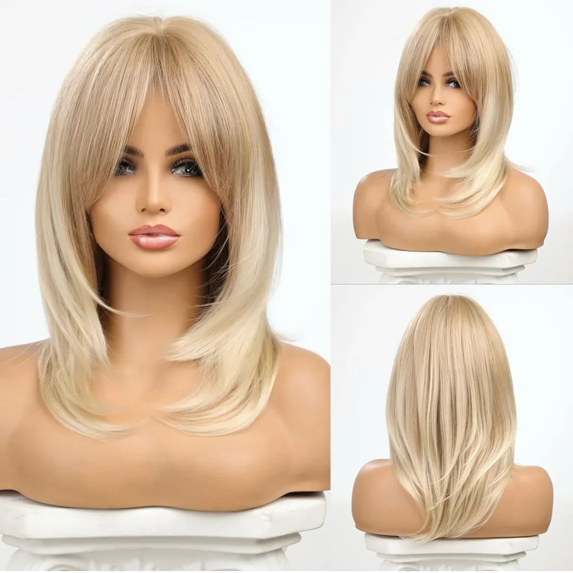 Peluca Rubia con flequillo 