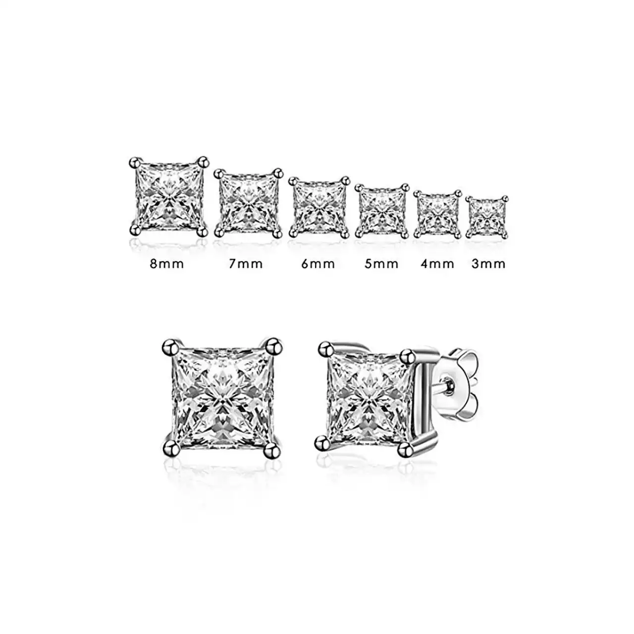 Pendientes Unisex Diamante Cuadrado 