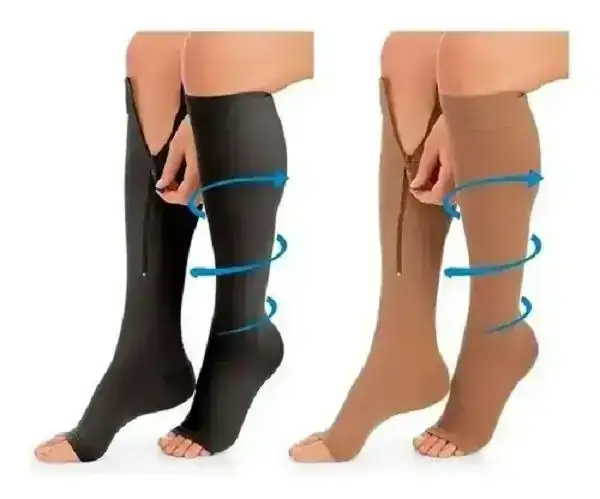 🧦💥MEDIAS DE COMPRESION ANTI VARICE CON CREMALLERA COLOR BEIGE Y NEGRO TALLA L/XL🦵🤩