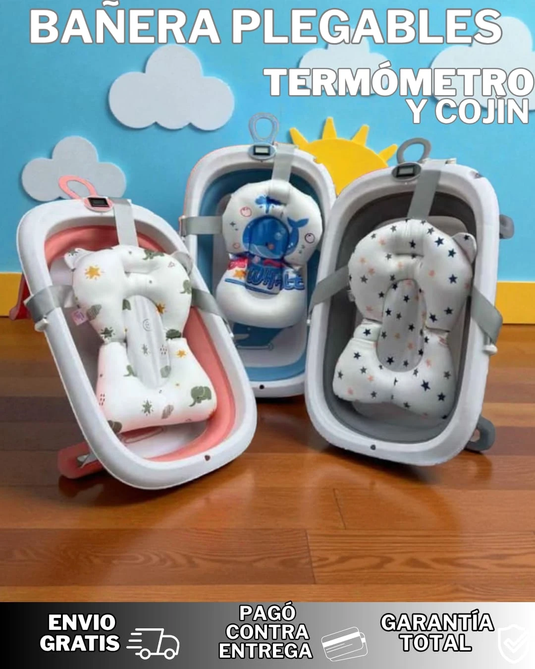 BAÑERA PLEGABLE CON TERMÓMETRO 