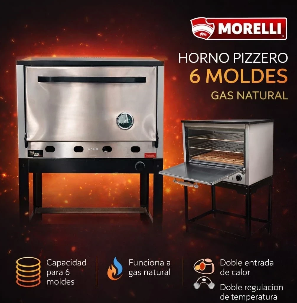 HORNO PIZZERO MORELLI 6 MOLDES
