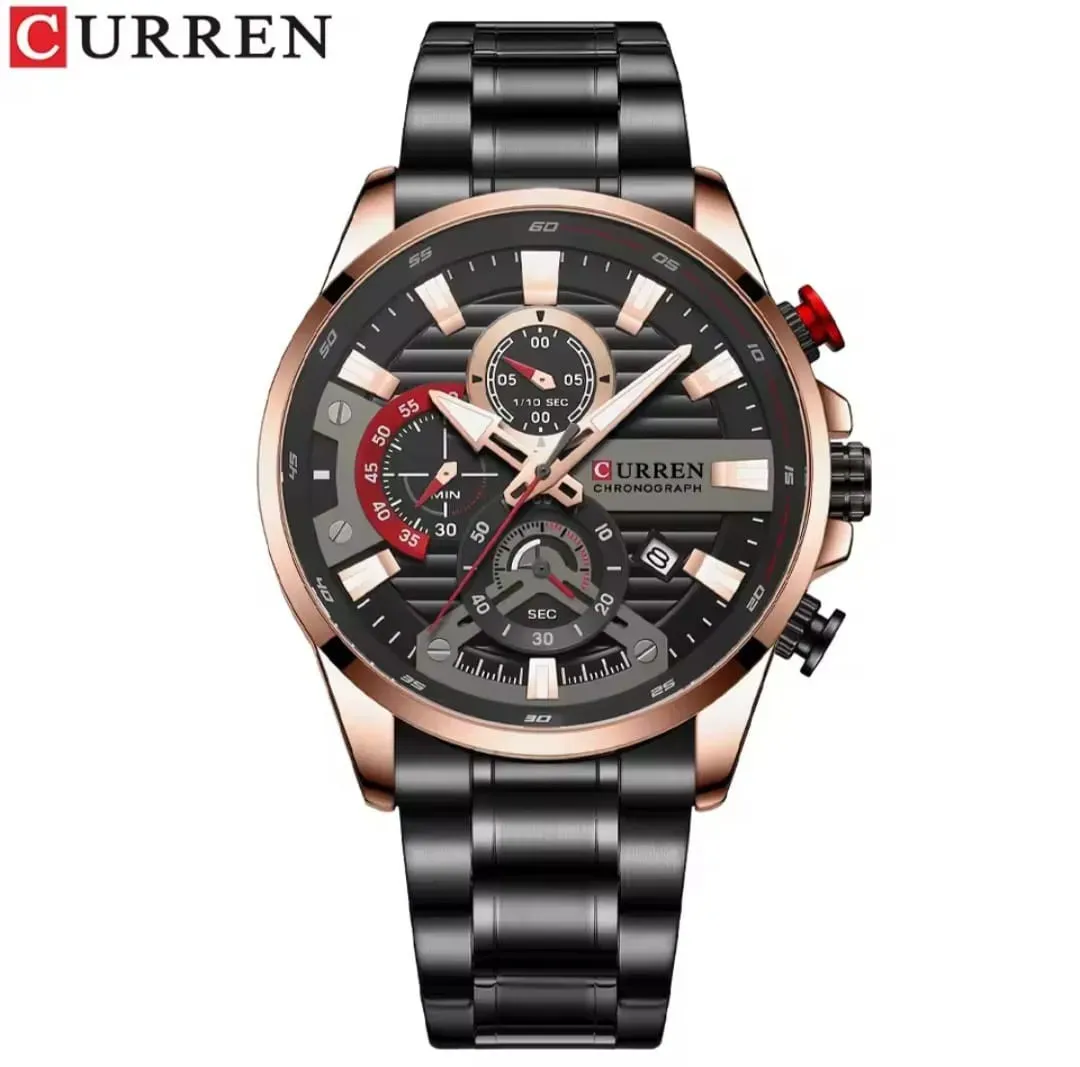 Reloj Curren Original Acero Cronografo 8415 Negro Cobrizo Fondo Negro 4