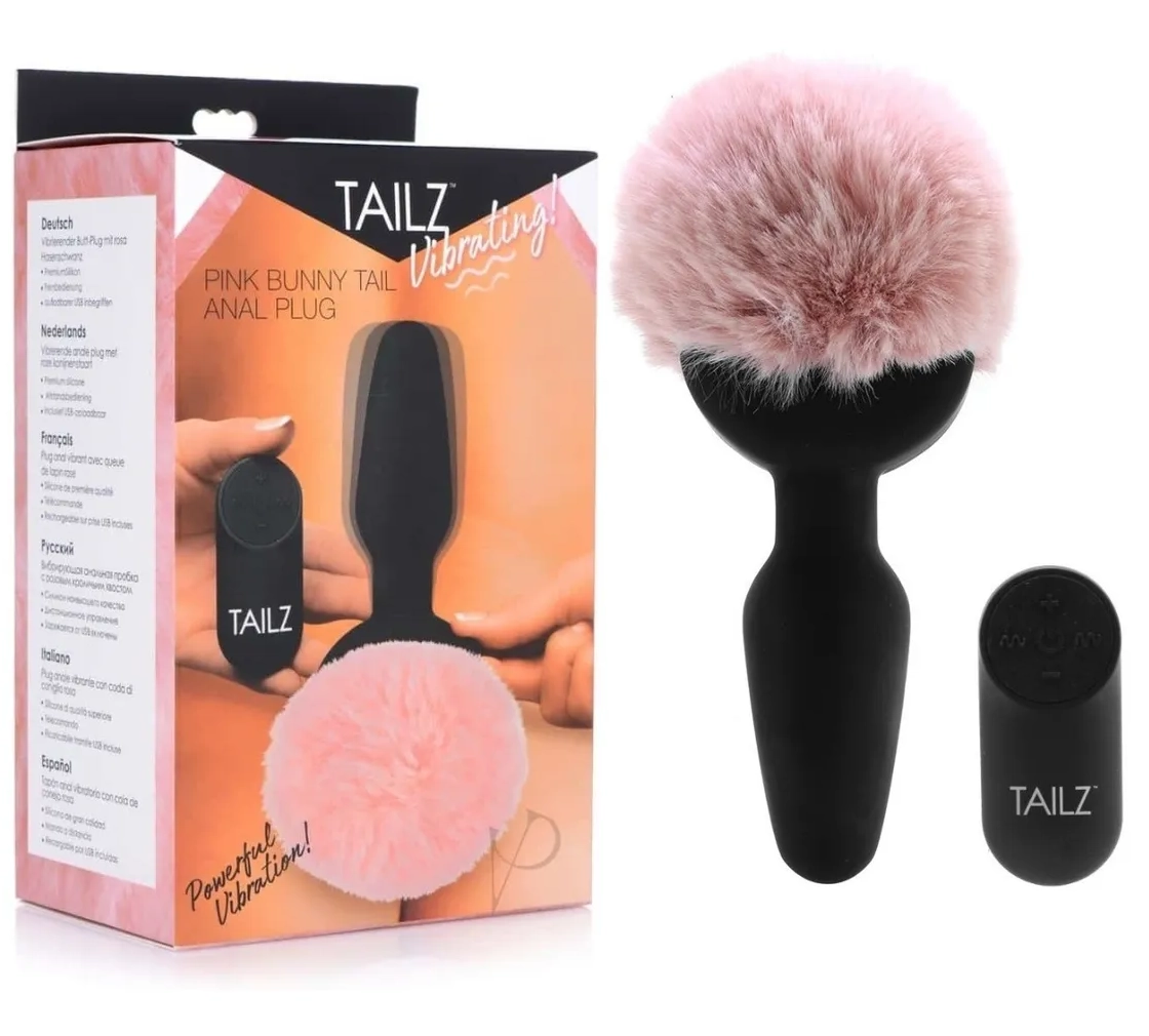 Pink Bunny Tail Anal Plug