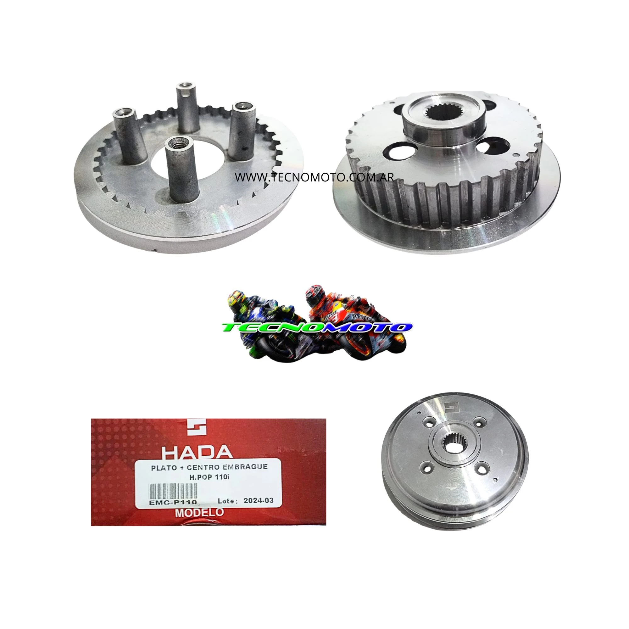 CENTRO EMBRAGUE+PLATO HONDA 100 POP INY.-48429