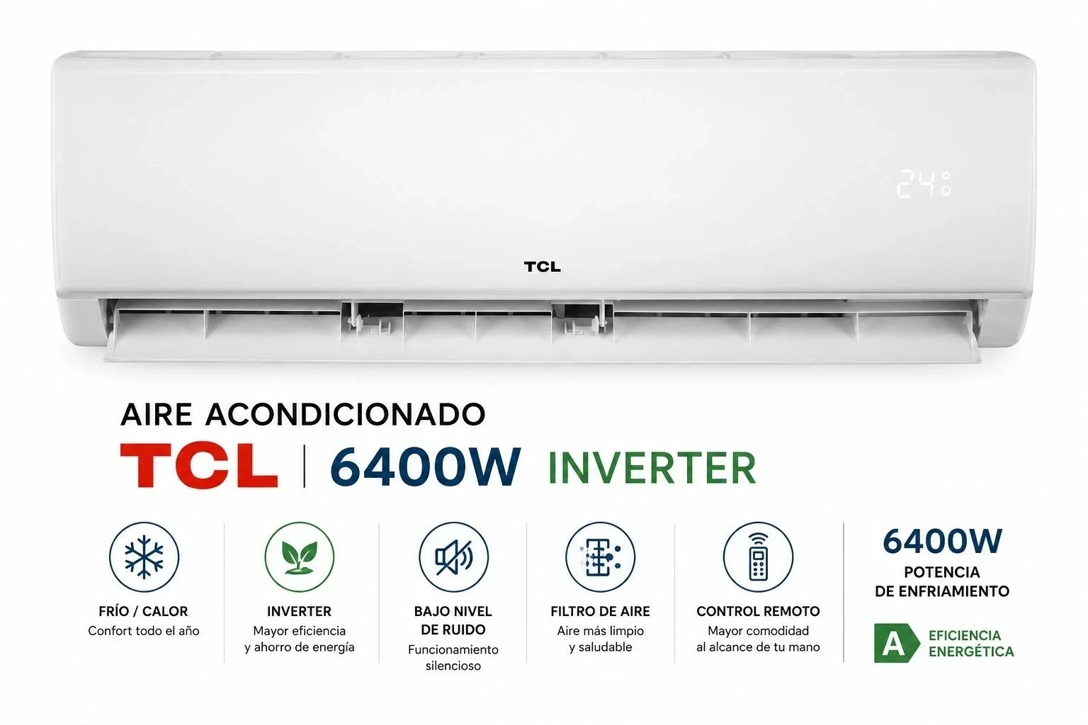 AIRE ACONDICIONADO TCL 6400W INVERTER TACA-6400FCSD/TPRO