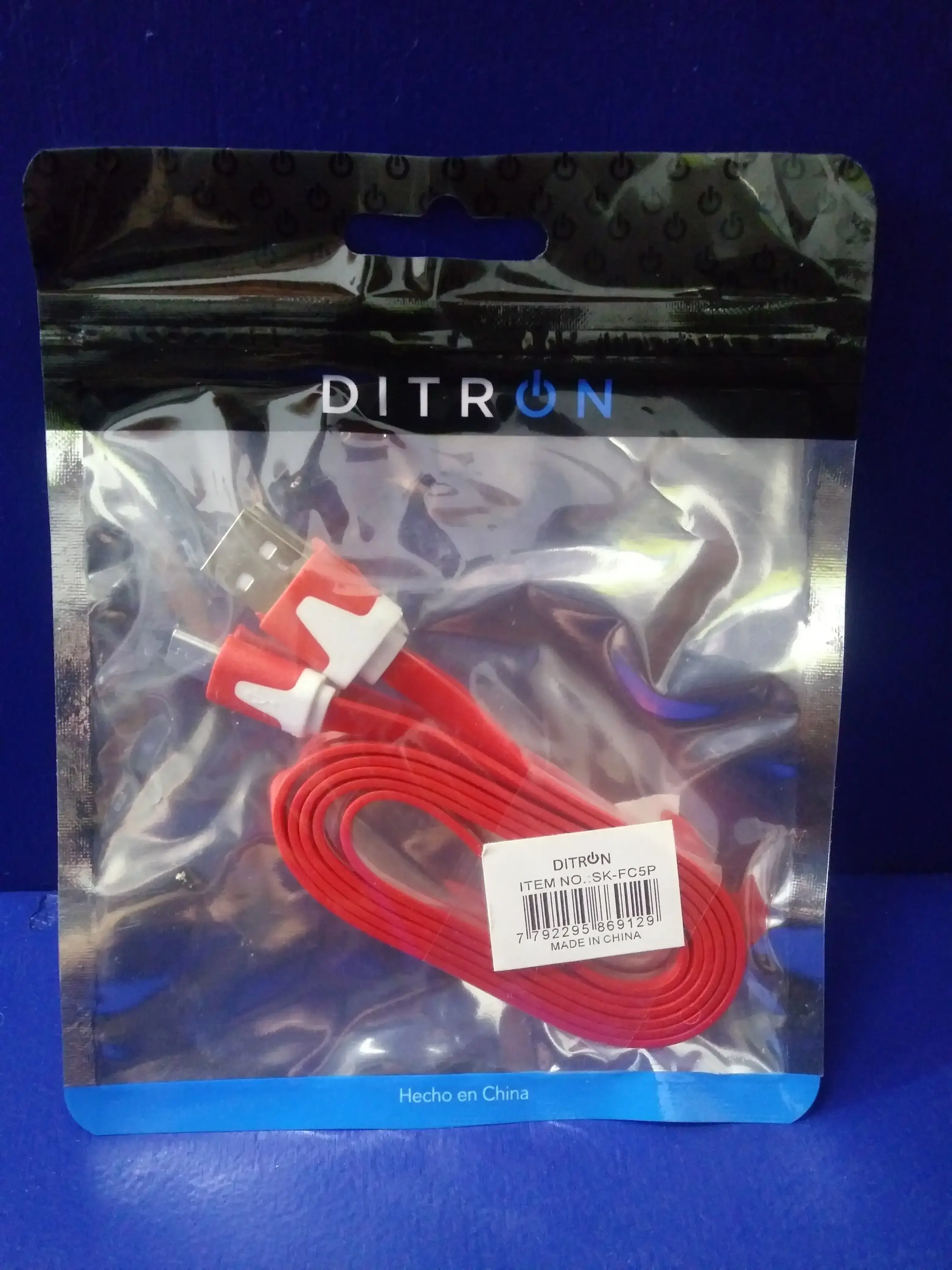 Cable datos micro usb plano mallado sk-fc5p