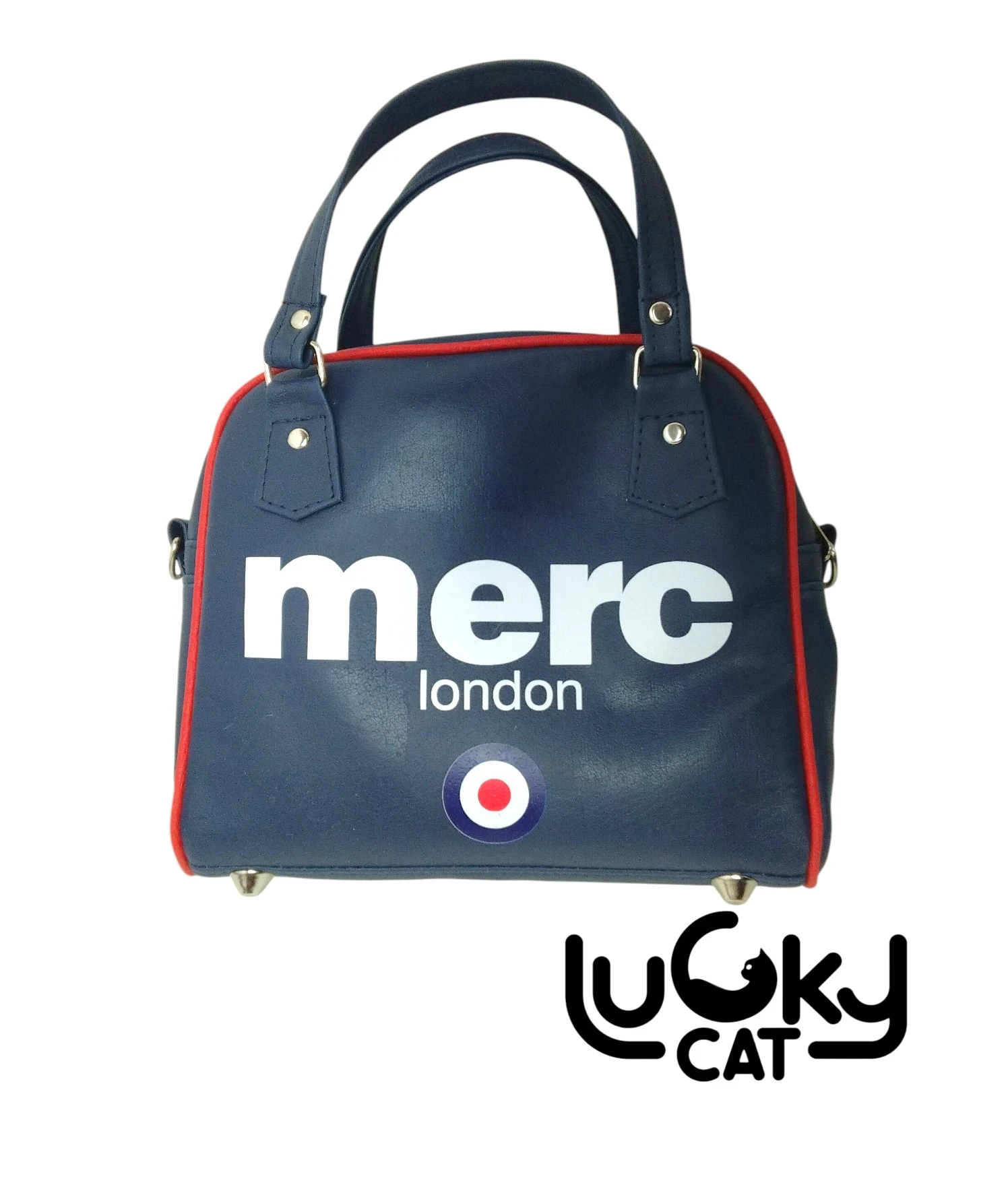 Bolso azul oscuro estampado merc