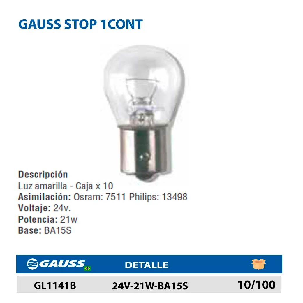 GAUSS STOP 1CONT 24V-21W-BA15S