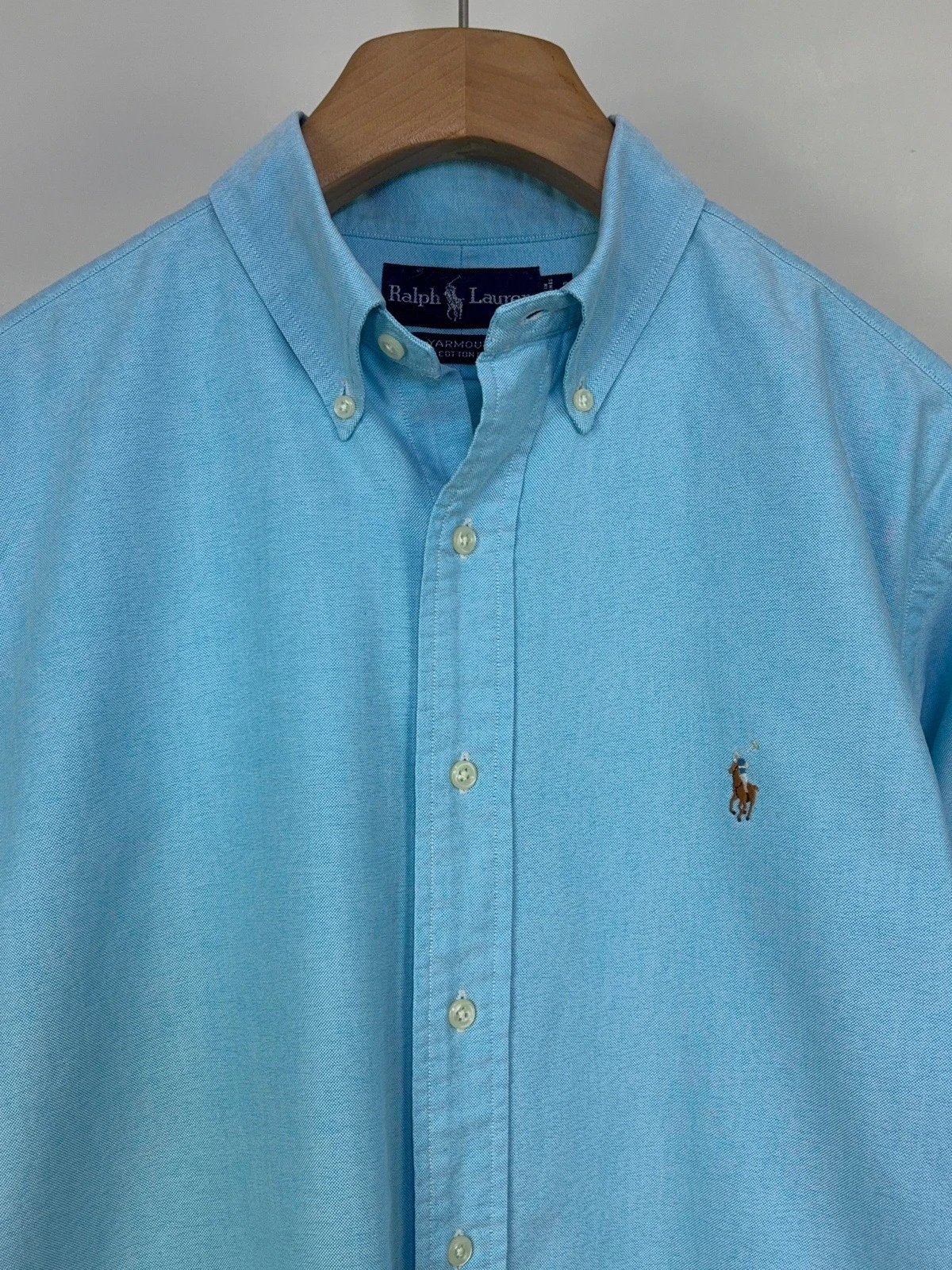 Camisa Button-Down Polo Ralph Lauren Yarmouth 100% Algodón Oxford - Azul Cielo  3