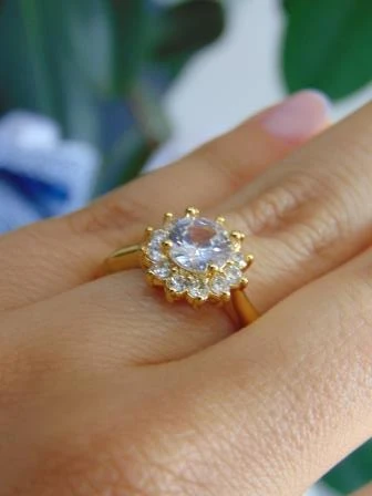 ANILLO ACERO DOR MAXI CIRCON MINI PETALOS 2