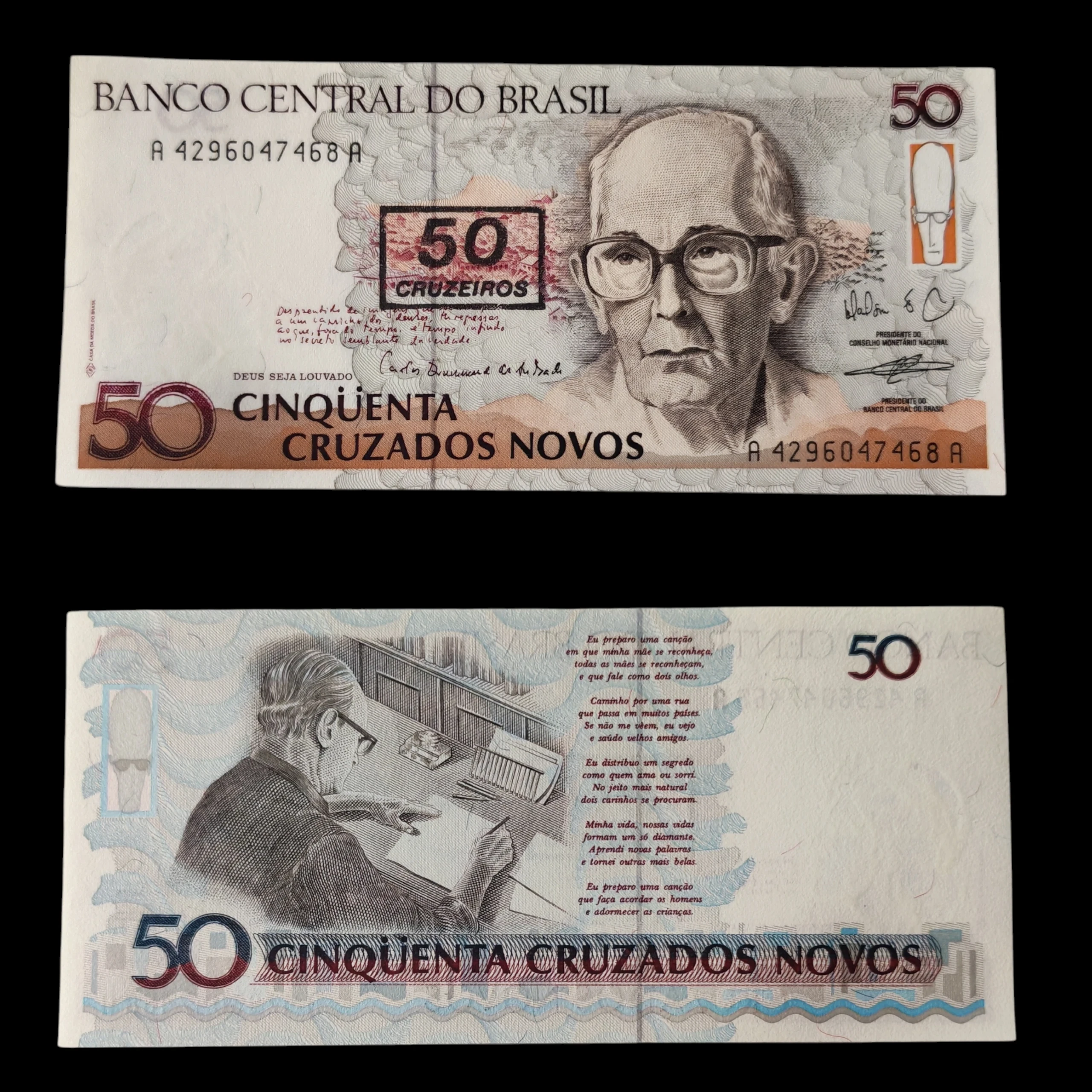 ° Brasil 50 cruzados resellado a 50 cruzeiros UNC