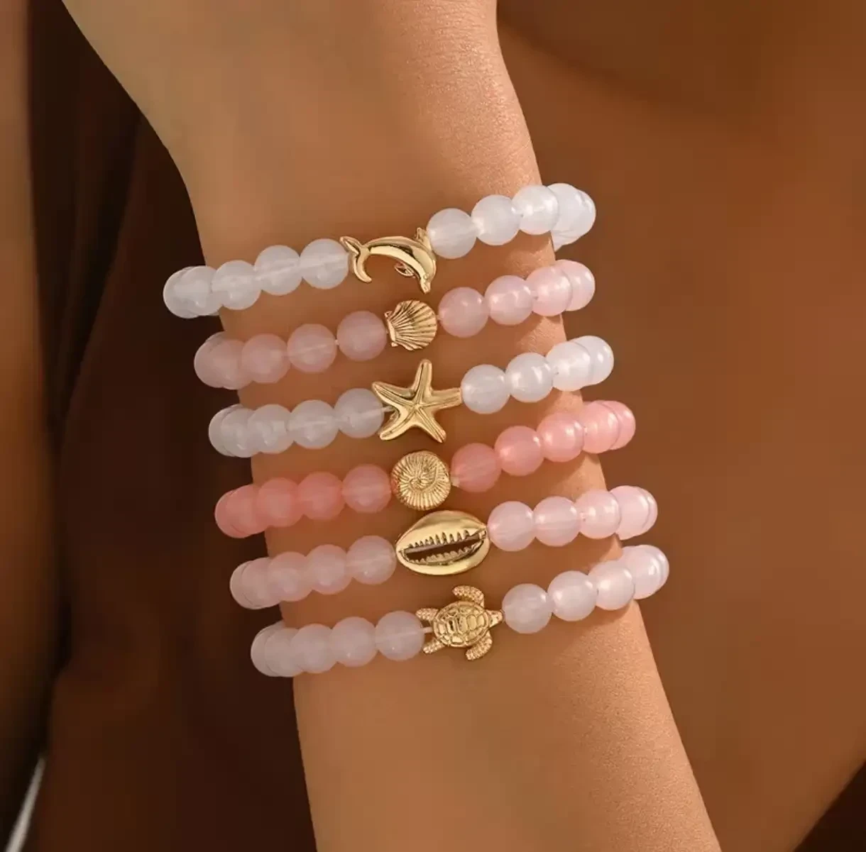 Pulsera Marina Piedras Rosa 