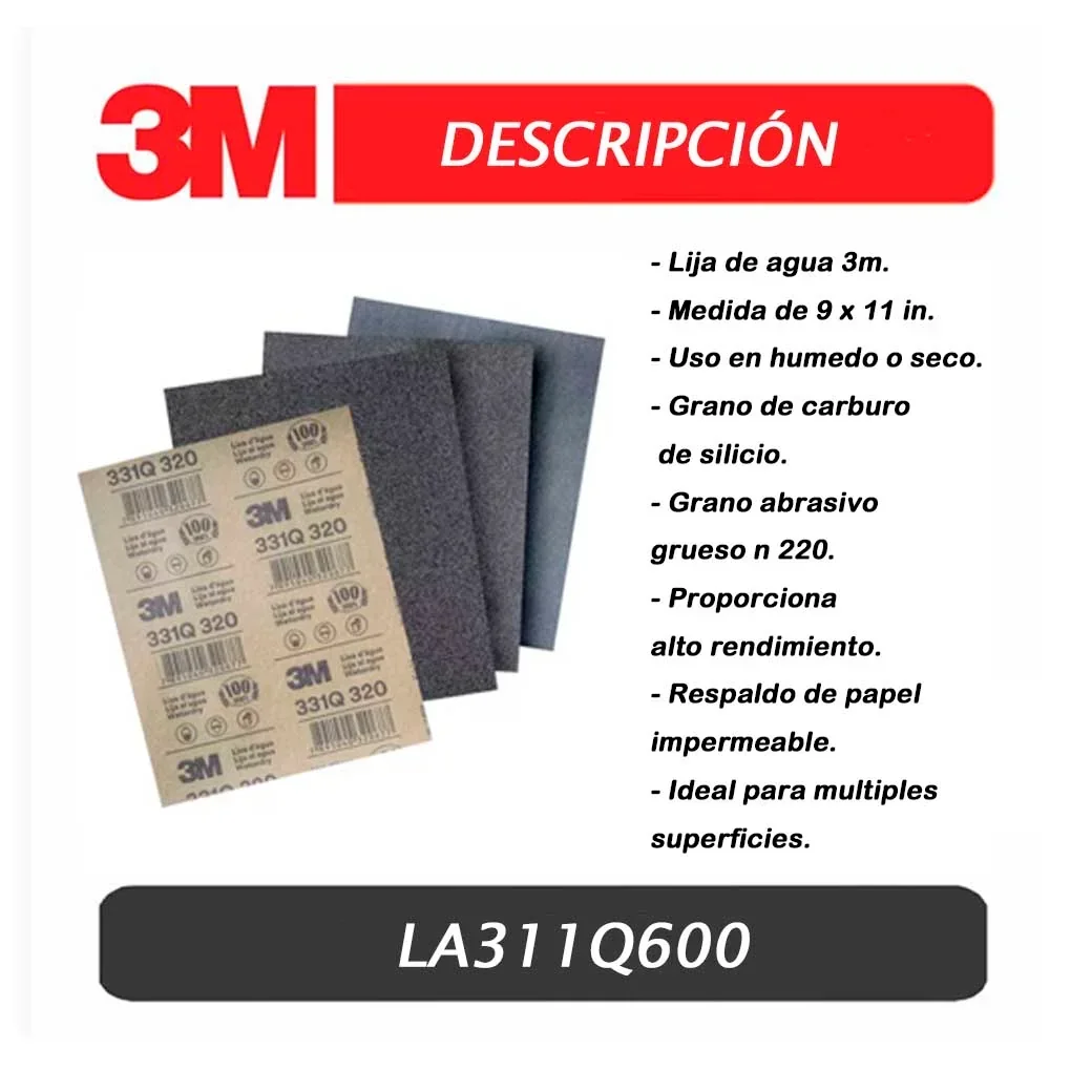 LIJA AGUA 3M-331Q GRANO 600