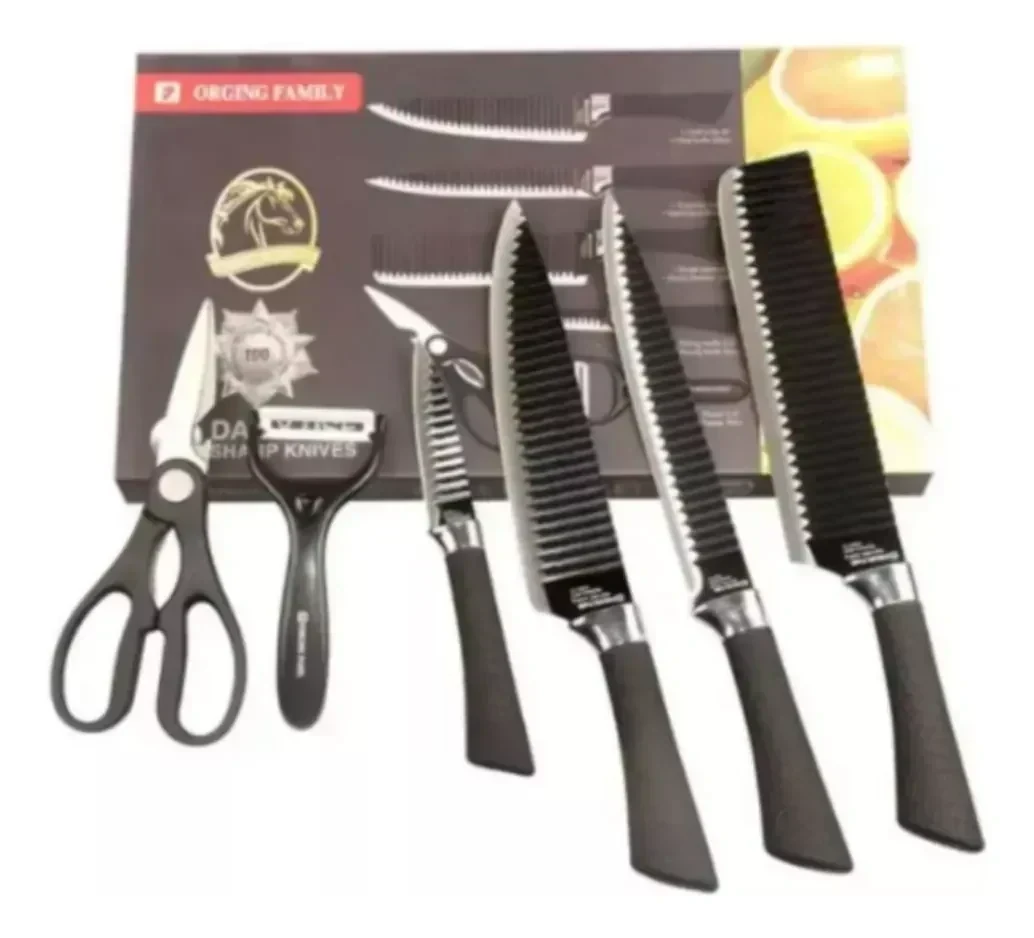 Set De Cuchillos Juego Cocina Mango Antirresbalante 2