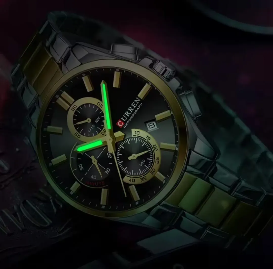 Reloj Curren Original Acero Cronografo 8475 Bicolor Fondo Negro 4