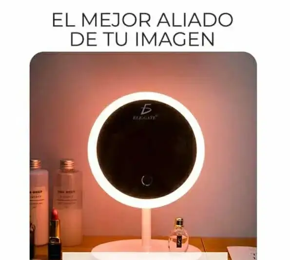 Espejo Touch Portátil Con Aro De Luz  3