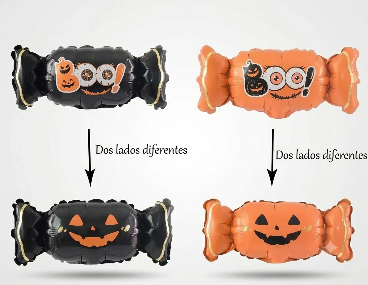 Globo metalizado chico 27x16cm caramelo con ojos halloween 