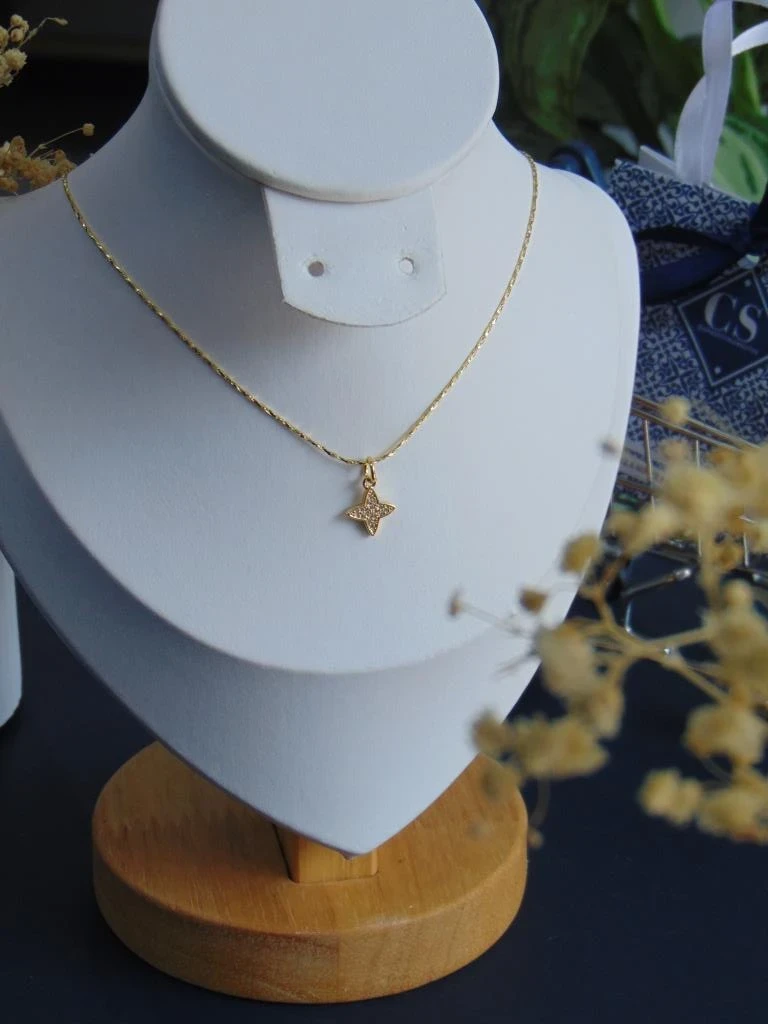 CADENA + DIJE RODIO DOR ESTRELLA TREBOL