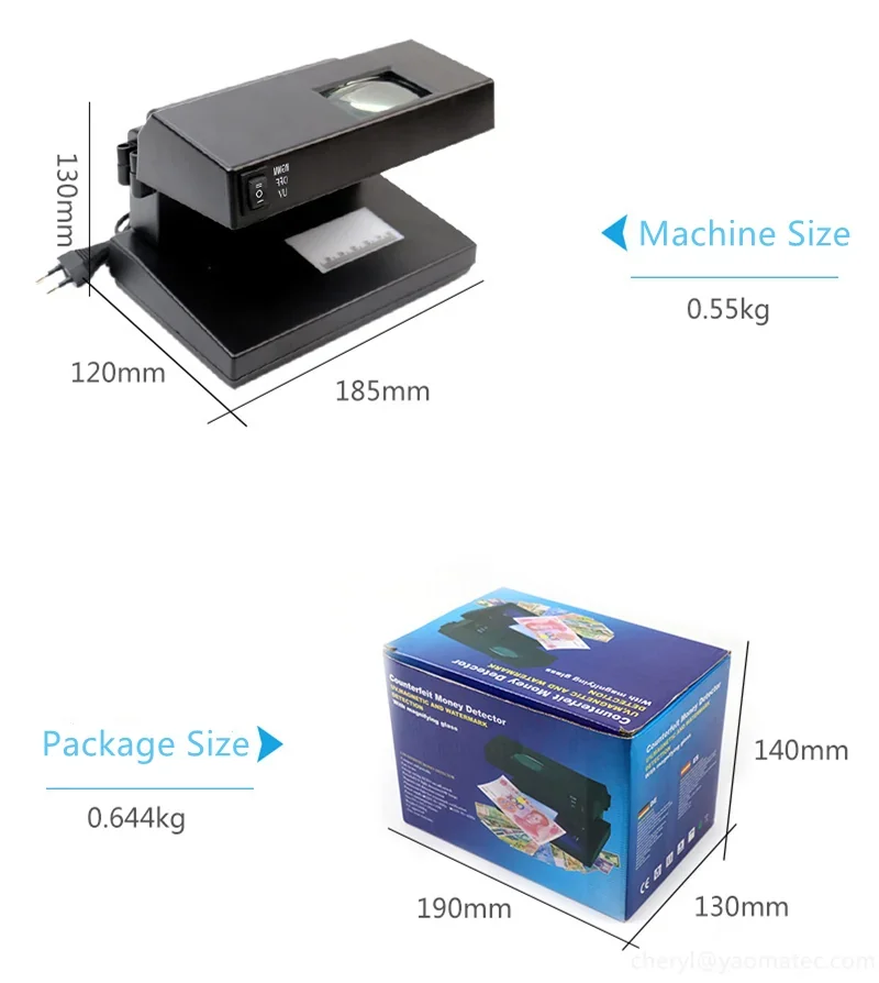 DETECTOR DE BILLETES FALSOS CON LUPA 8