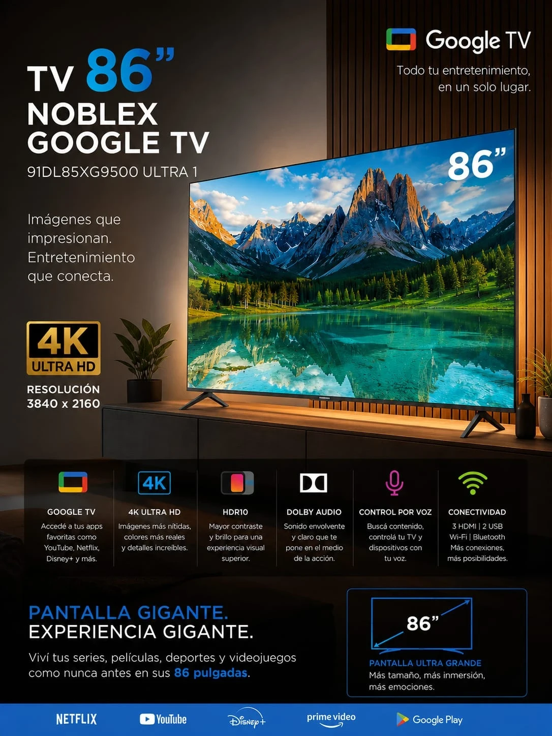 Smart Noblex 86" Qled Google Tv
