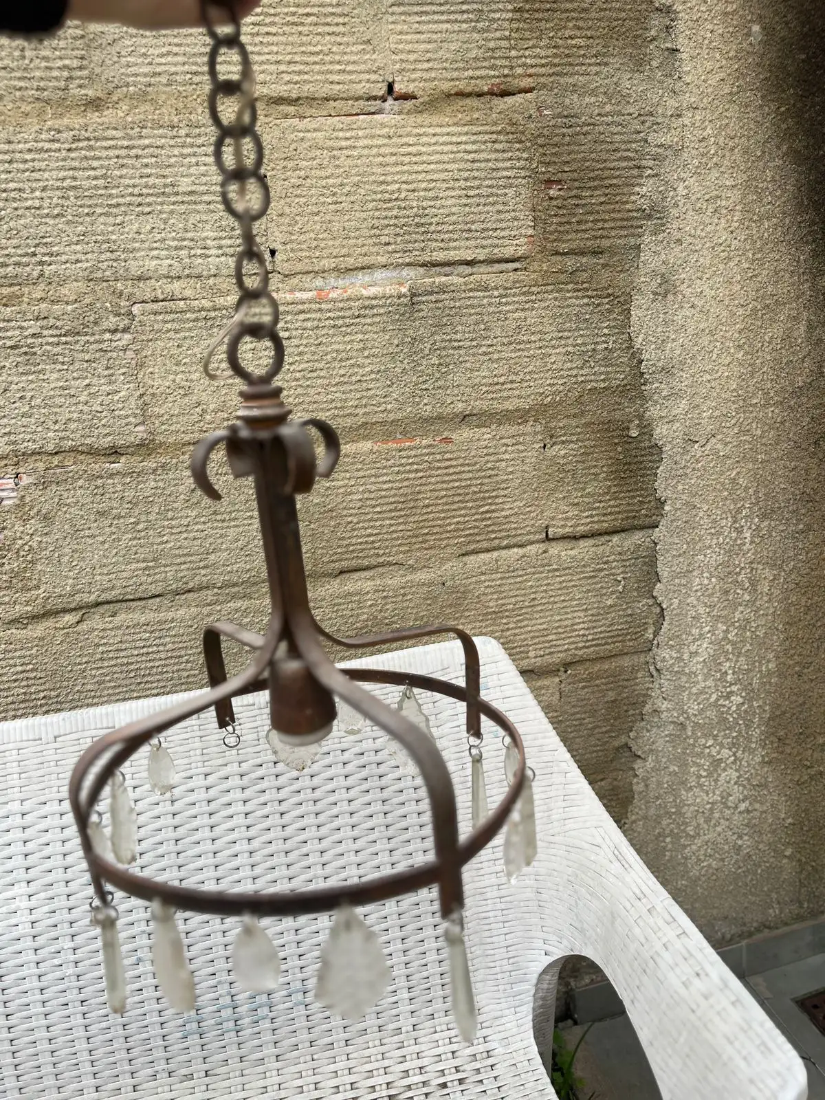 Lámpara colgante en óxido con caireles de vidrio 32 cm de diámetro 2