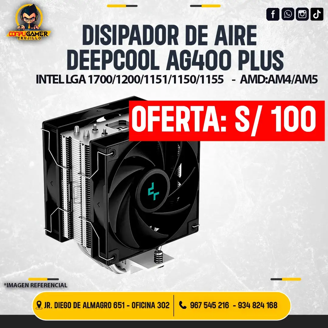DISIPADOR DEEPCOOL AG400 PLUS BLACK
