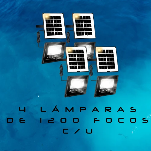 KIT DE 4 LAMPARAS SOLARES CON 1200 FOCOS C/U