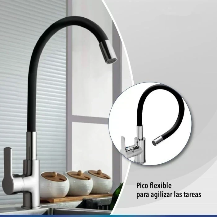 CANILLA GRIFERÍA DE COCINA MONOCROMADO FLEXIBLE  5