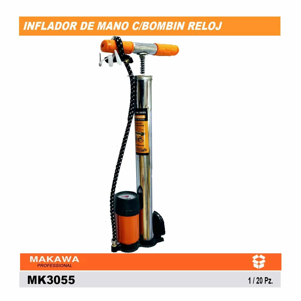 INFLADOR DE MANO C/BOMBIN RELOJ MKW 38X500