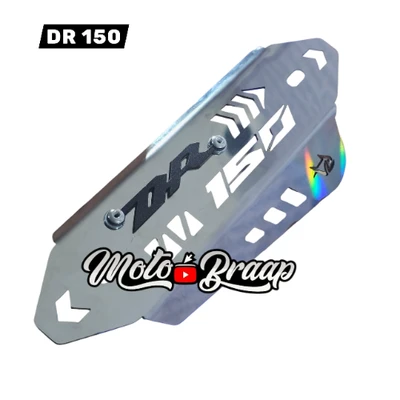 AC DR 150 protector de exosto acero cromado logo 3d negro ML