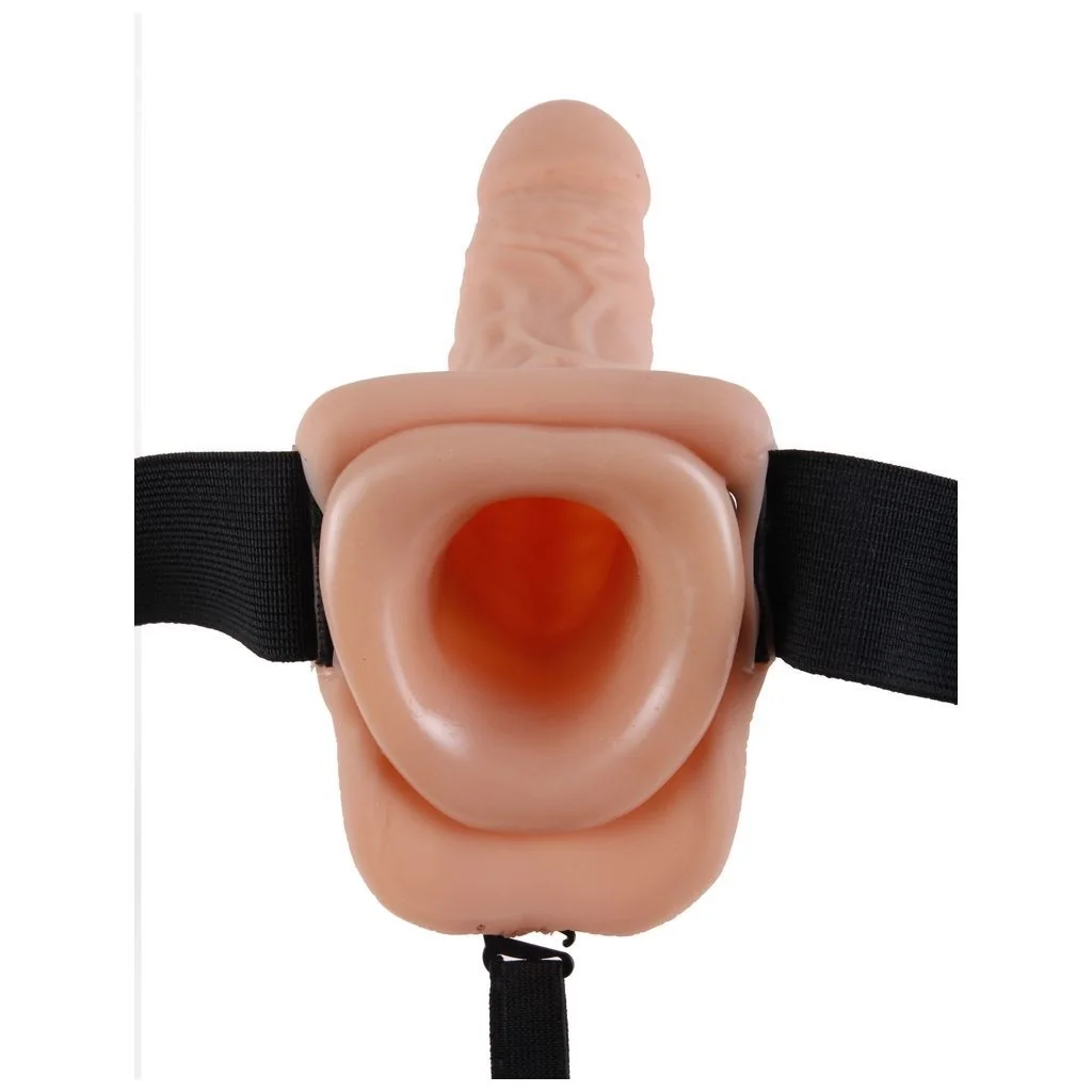 7" Vibrating Hollow Strap-On with Balls 5