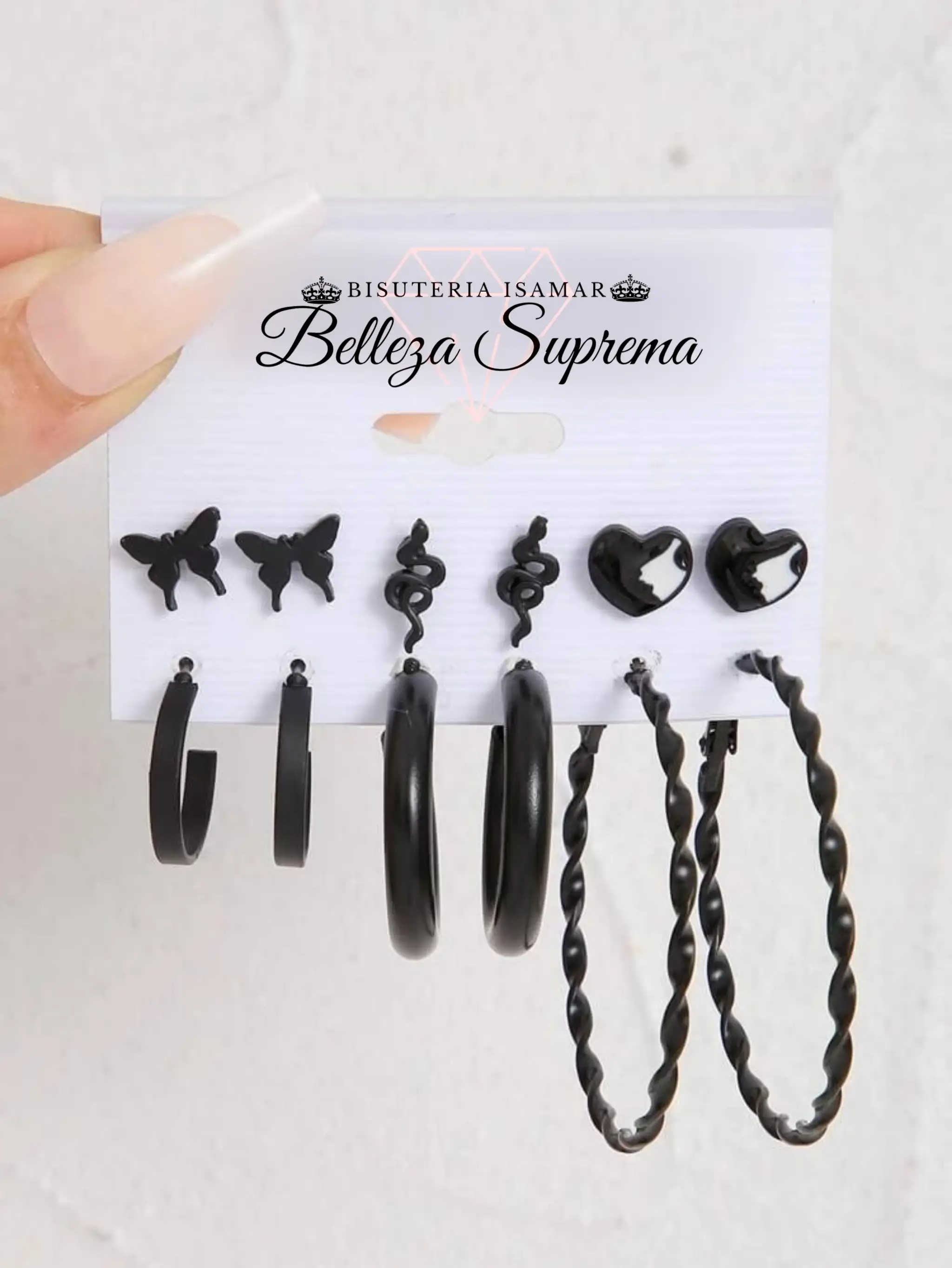 SET DE ARETES NEGROS 
