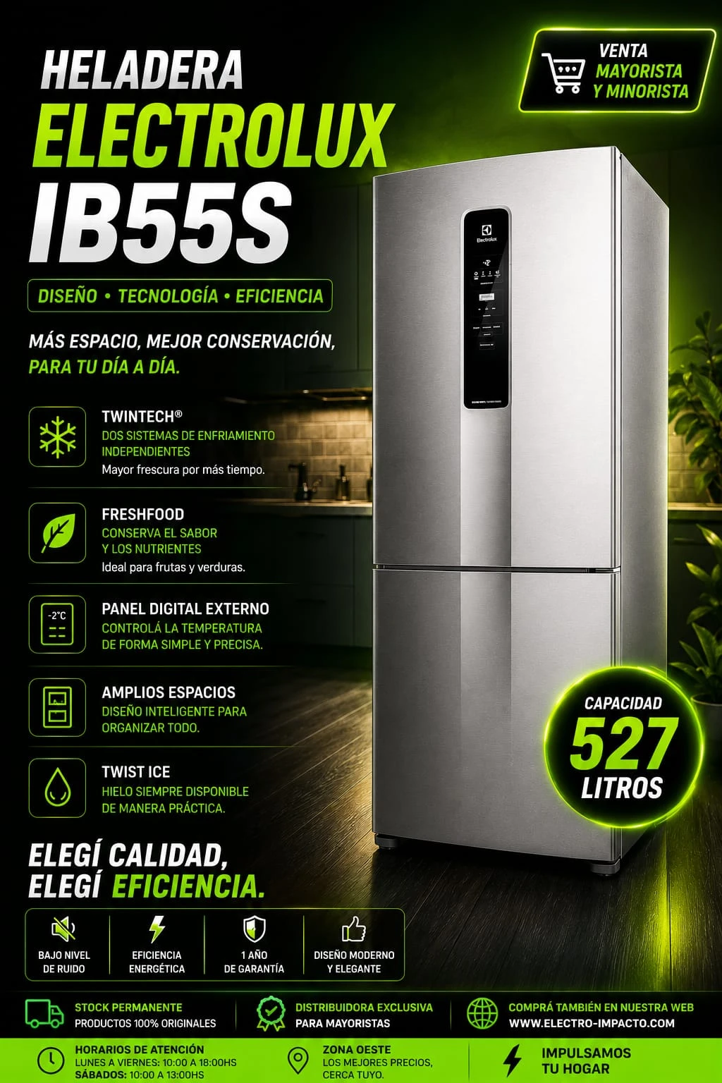 Heladera Electrolux 527LTR