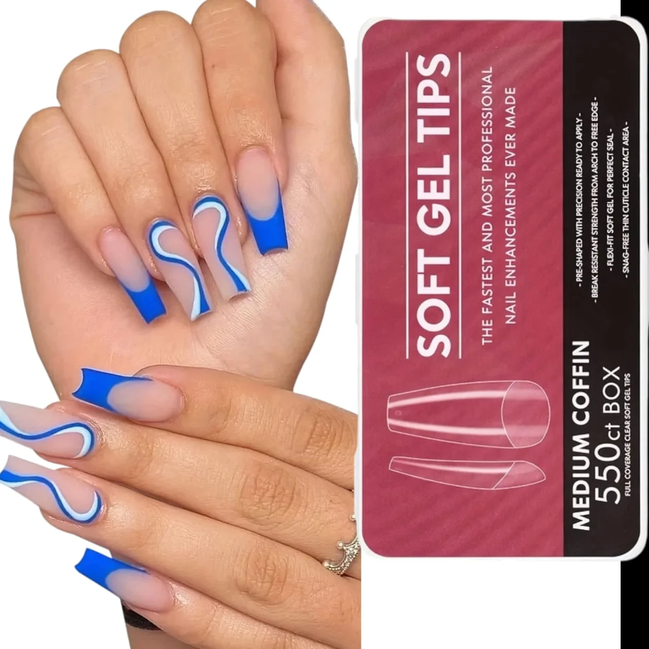 macca caja uñas soft gel press on x550 unidades