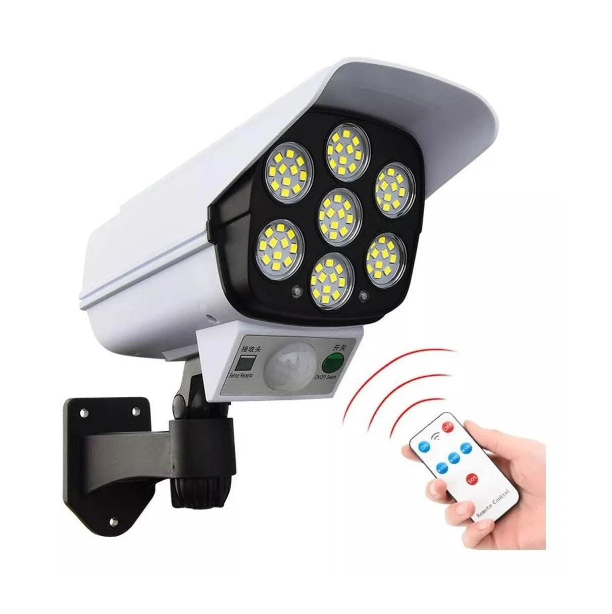 Lampara Led Solar con sensor de movimiento tipo camara  6
