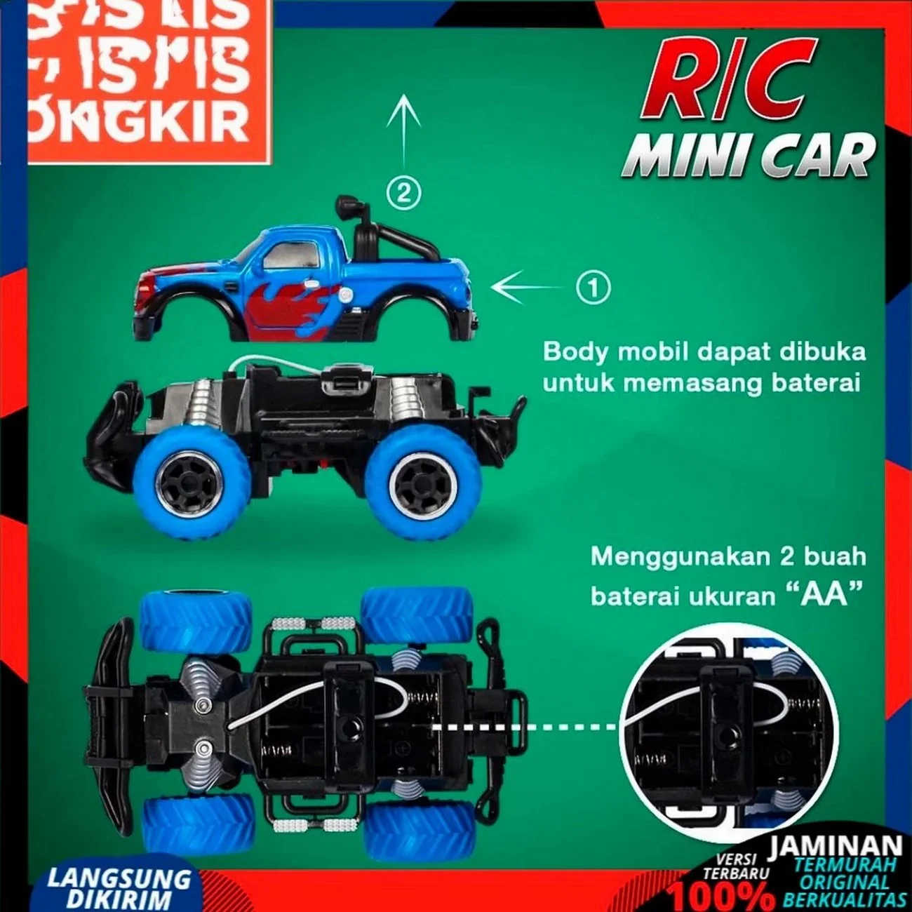 Carro Control Remoto Recargable 4x4 Jeep + Baterias Juguete 3