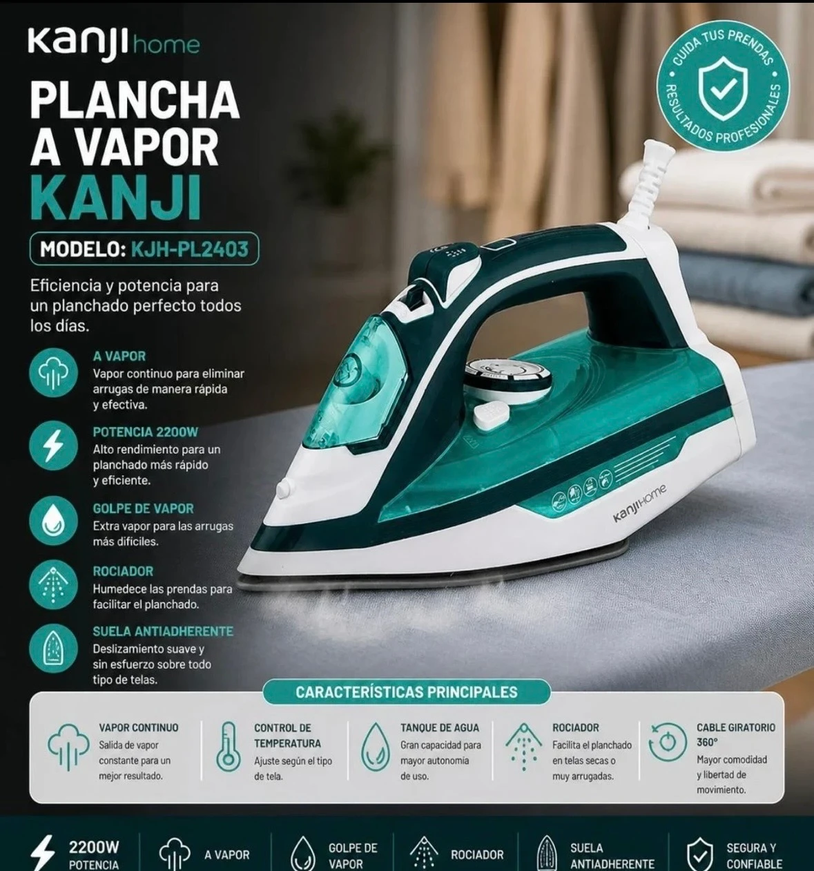 Plancha Kanji 2200W KJH-PL2403