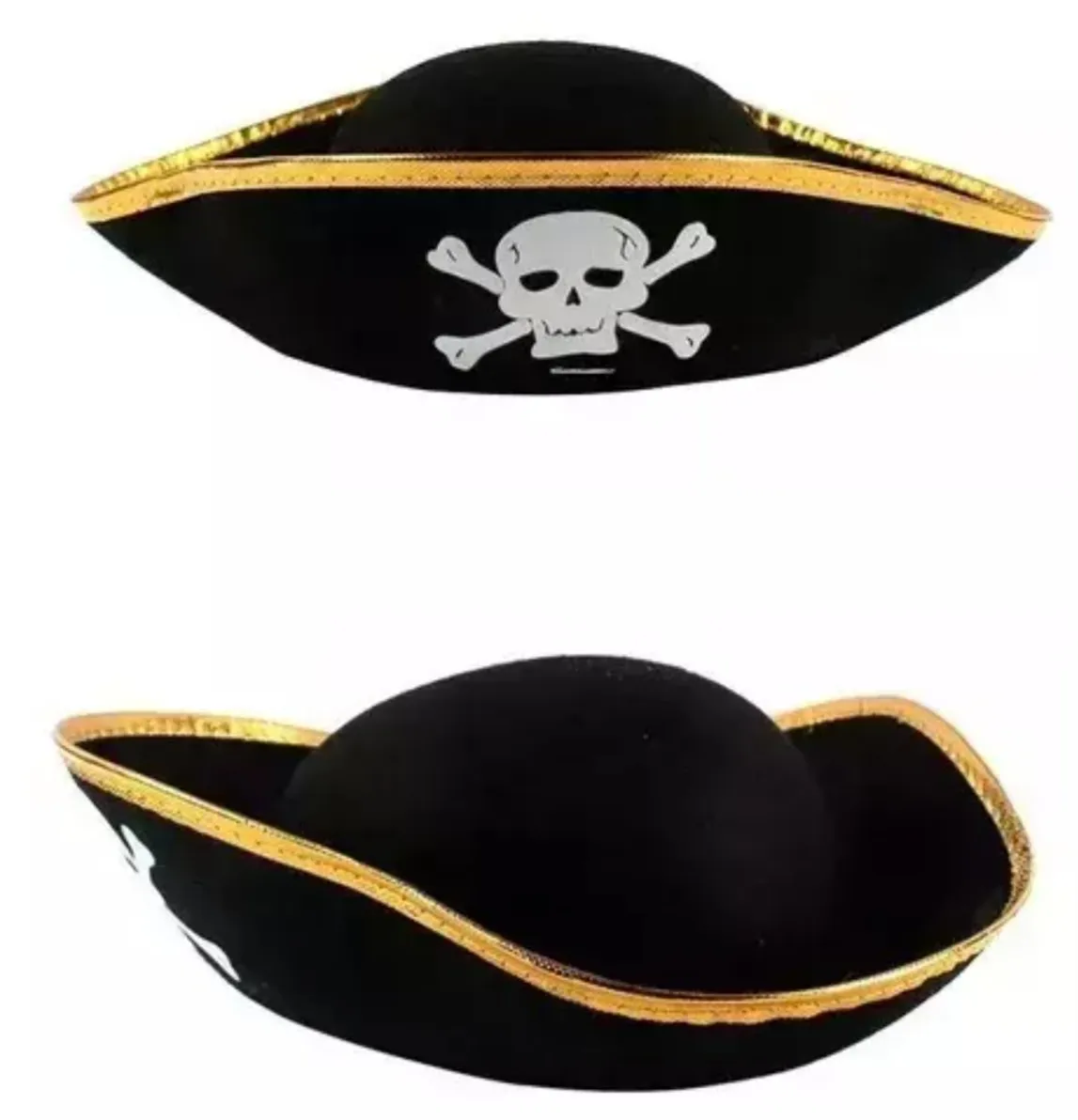 Sombrero paño pirata 3 puntas plata/oro 3