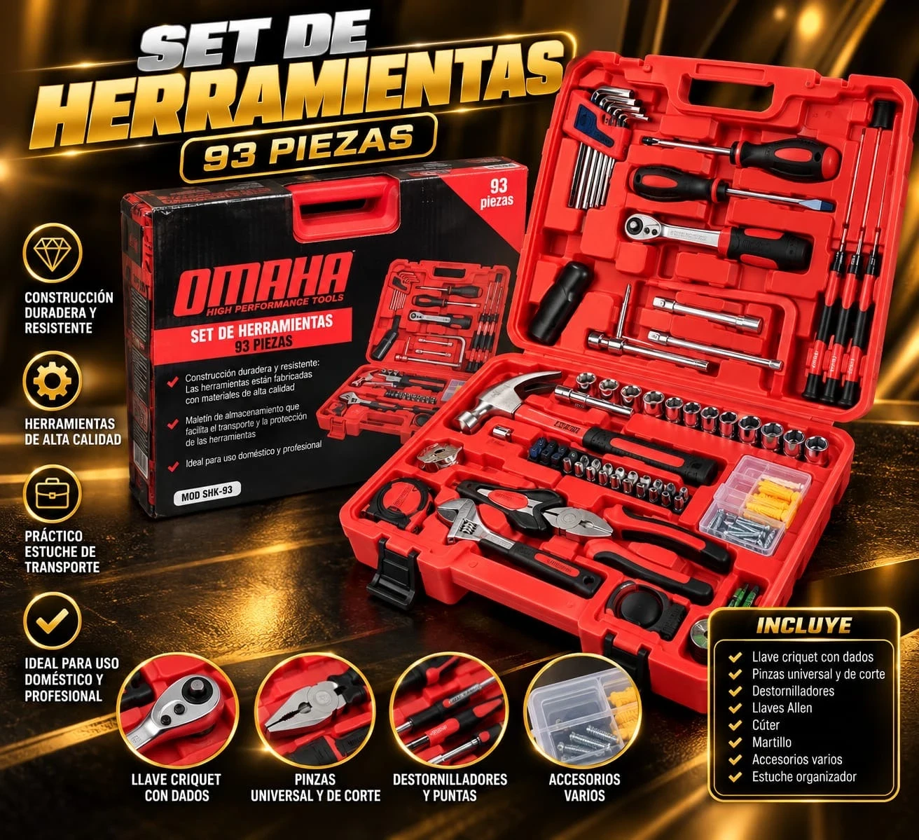 SET DE HERRAMIENTAS OMAHA – 93 PIEZAS