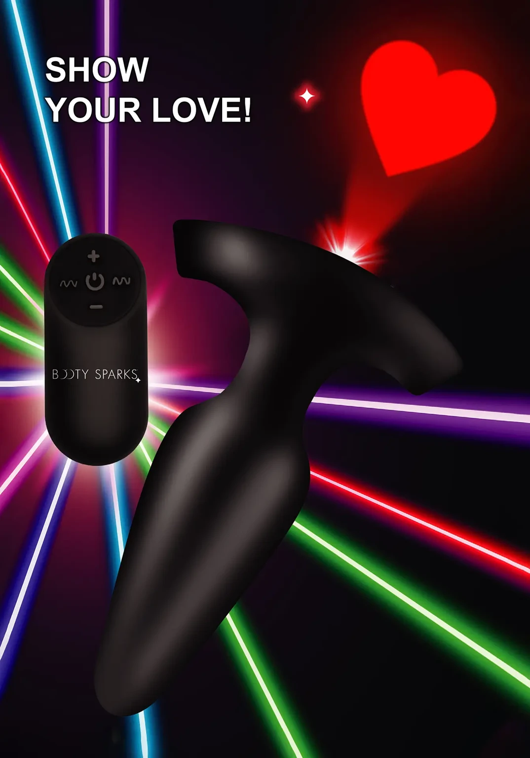 BS Laser Heart Small Anal Plug w/ Remote Control 2
