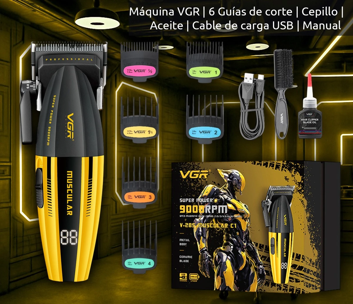 Máquina Cortadora Profesional Vgr V-285 9000 Rpm Inalámbrica 6