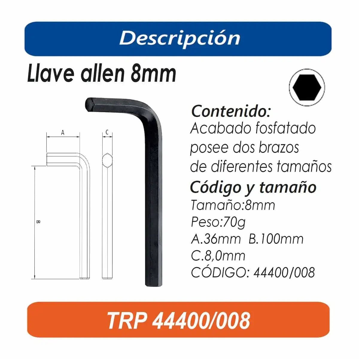 LLAVE ALLEN TRM PRO 8 MM